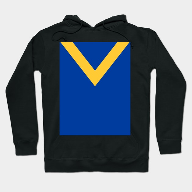 Leeds City Retro 1914 Blue, Yellow V Hoodie by Culture-Factory